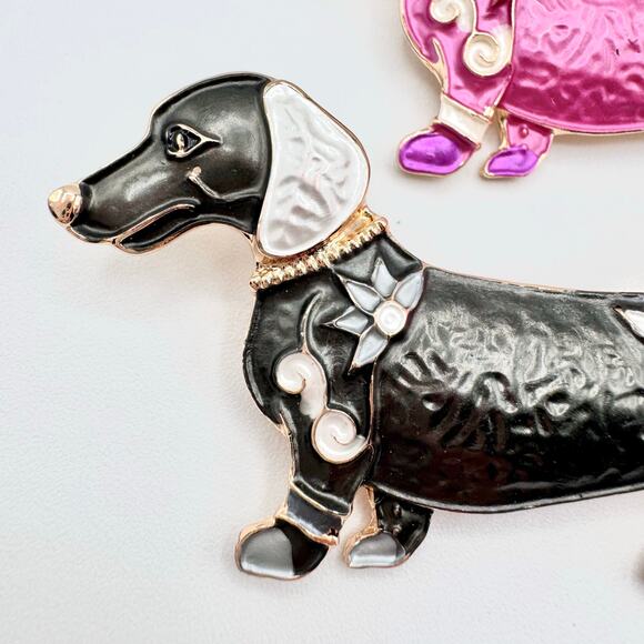 Dachshund Pin Set Of 3 Doxie Wiener Dog Sausage Dog Dackel Enamel On Metal Cute - Picture 2 of 12